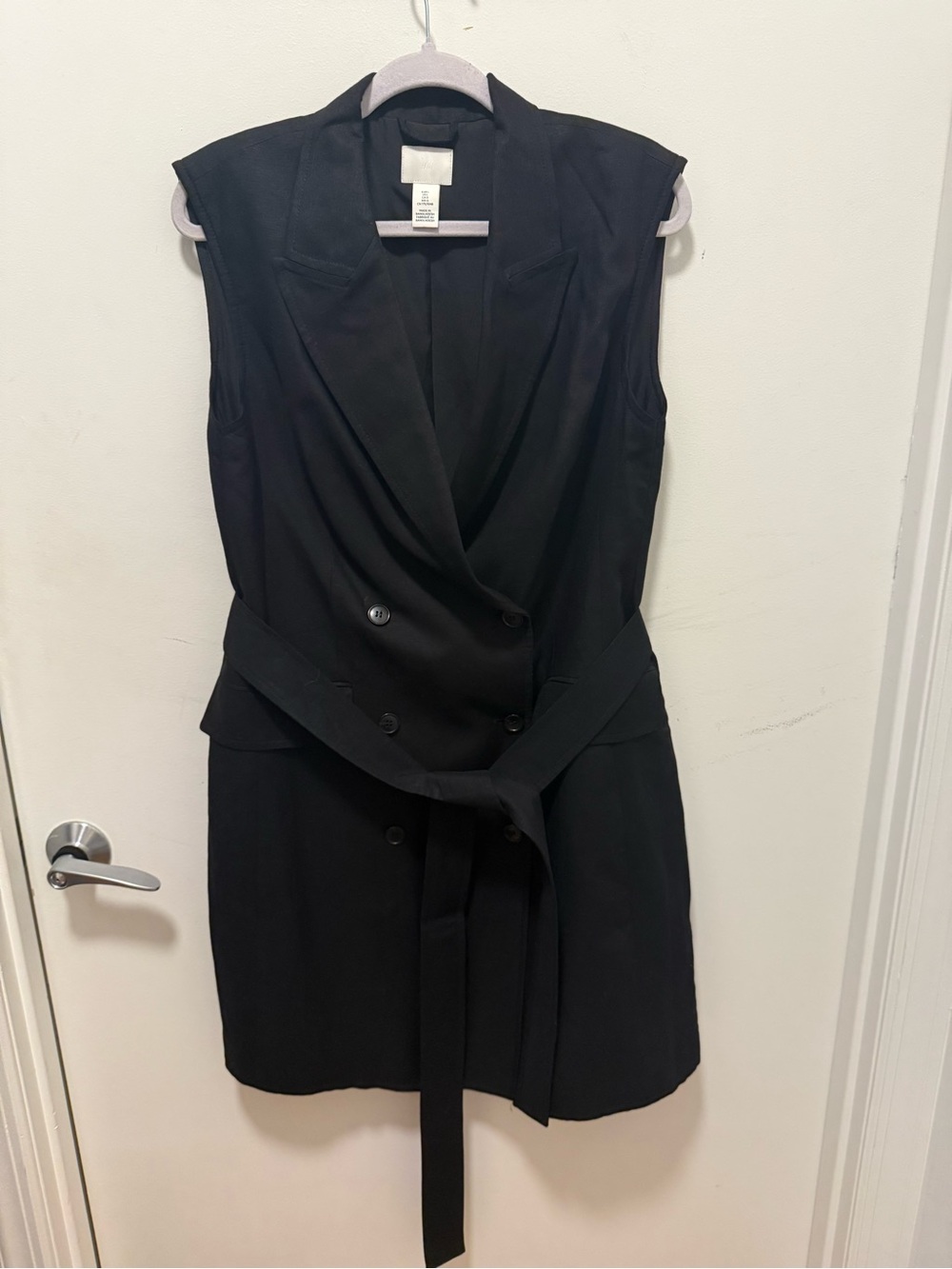 H&M Sleeveless Black Blazer Dress with Waist Tie